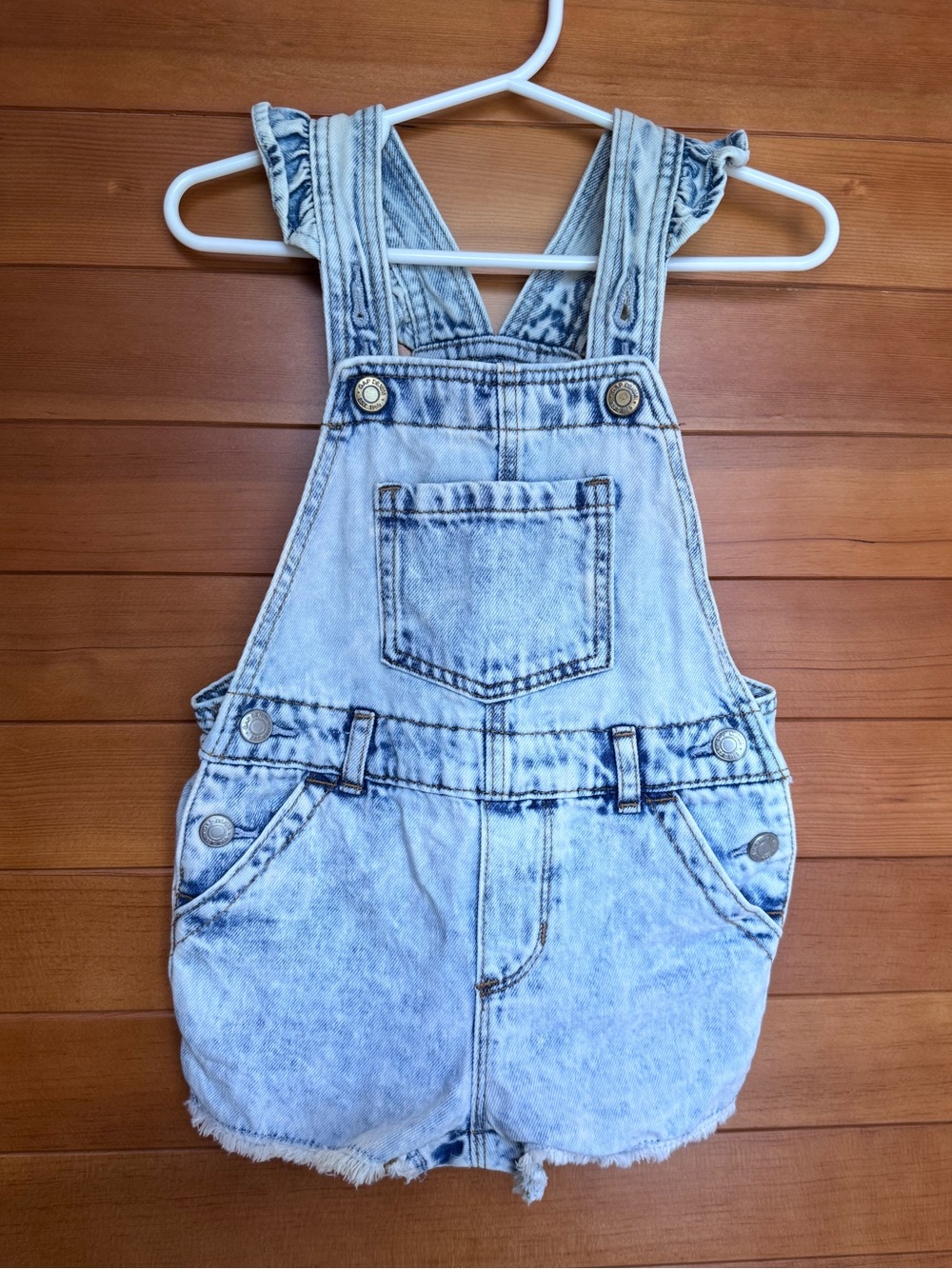 Baby GAP - Light Wash Denim Shortalls w/ Ruffle Straps 2T